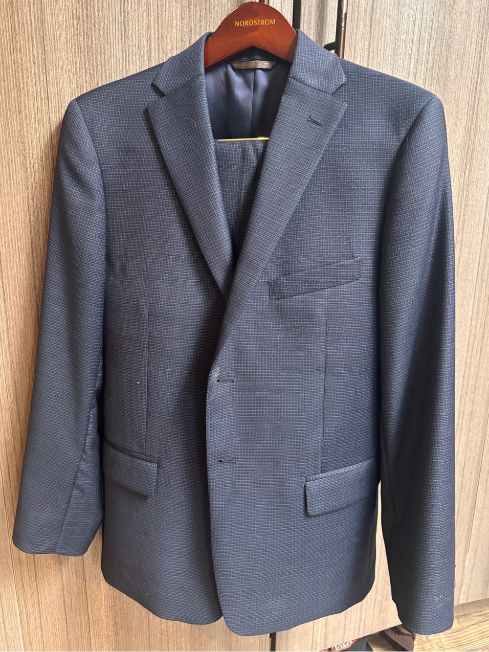 Michael Kors Boys Navy Micro-Check Blazer and paints suit. Size 16R/28